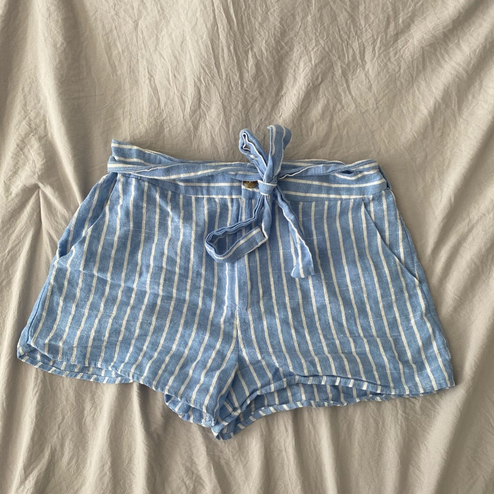 blue striped shorts